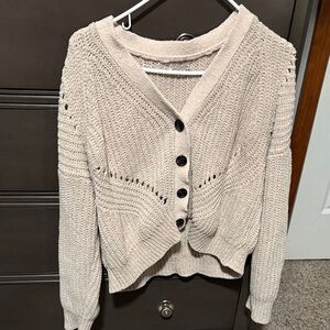 American Eagle Outfitters Cream Knit Cardigan